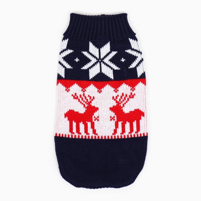 Свитер  Свитер "Бегущие олени", L (ДС 30, ОШ 30, ОГ 45 см), синий