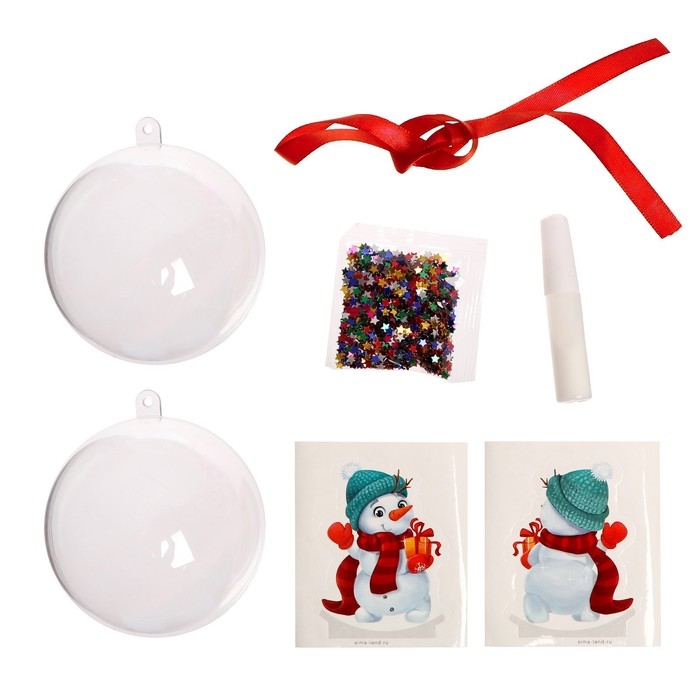 Ёлочный шар своими руками на новый год «Снеговик», новогодний набор для творчества Ёлочный шар своими руками на новый год «Снеговик», новогодний набор для творчества
