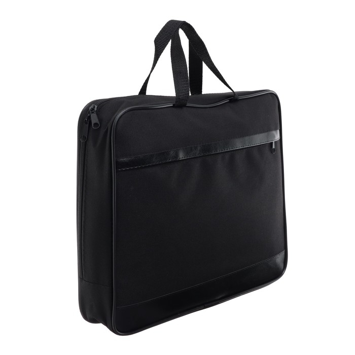 Папка с ручками текстильная А4, 370 х 290 х 50 мм, Calligrata, 1С15 Папка с ручками текстильная А4, 370 х 290 х 50 мм, Calligrata, 1С15 "Кингисепп", внешний/внутренний карман, чёрная