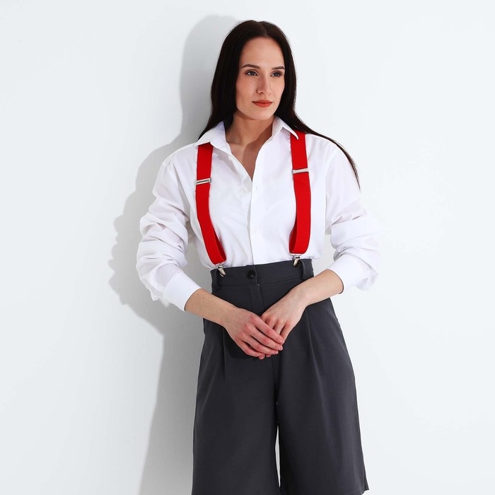 Подтяжки взрослые, ширина 3.5 см, цвет красный Подтяжки взрослые, ширина 3.5 см, цвет красный