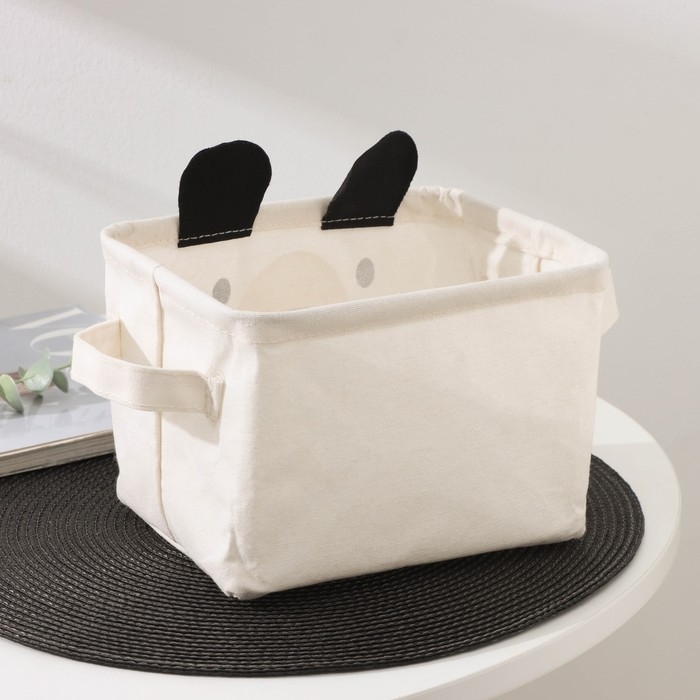 Корзина для хранения с ручками Доляна «Мишка», 20×16×14 см, цвет бежевый Корзина для хранения с ручками Доляна «Мишка», 20×16×14 см, цвет бежевый