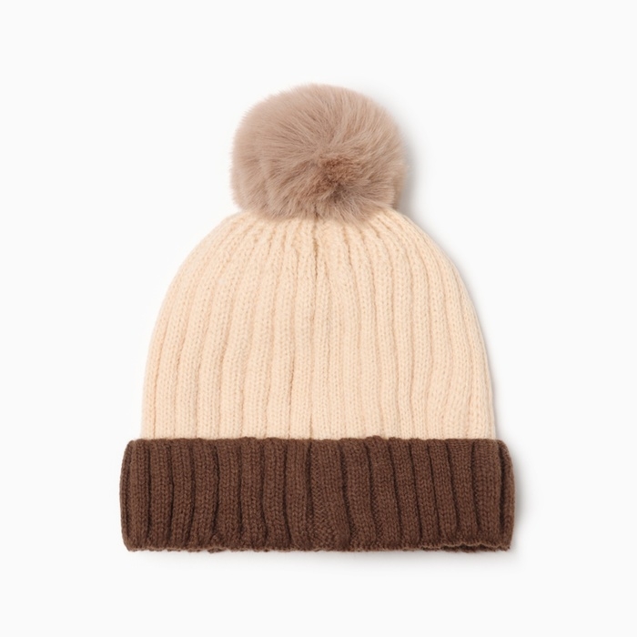 Шапка детская MINAKU, цвет бежевый, р-р 46-48 Шапка детская MINAKU, цвет бежевый, р-р 46-48