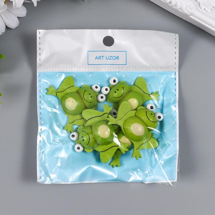 Декор для творчества дерево Декор для творчества дерево "Лягушонок" набор 5 шт 3,4х3 см