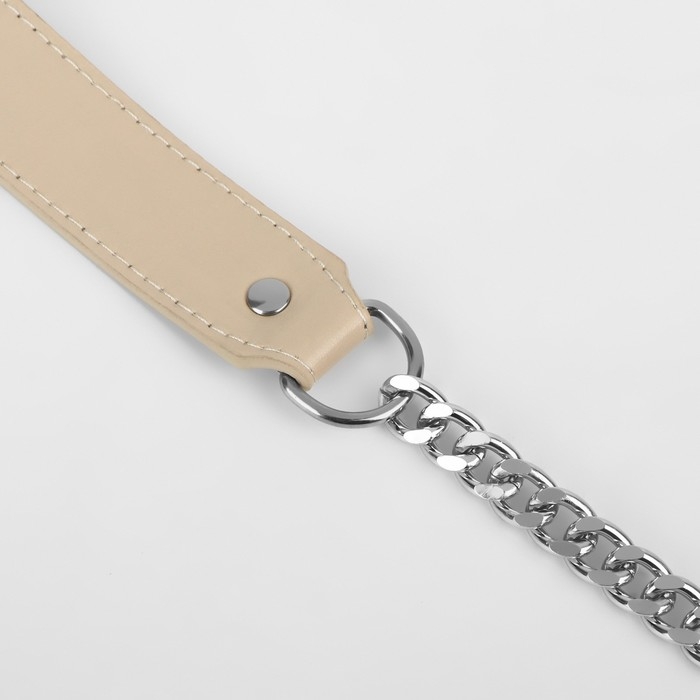 Ручка для сумки, с плоскими цепочками и карабинами, 120 × 3 см, цвет бежевый/серебряный Ручка для сумки, с плоскими цепочками и карабинами, 120 × 3 см, цвет бежевый/серебряный
