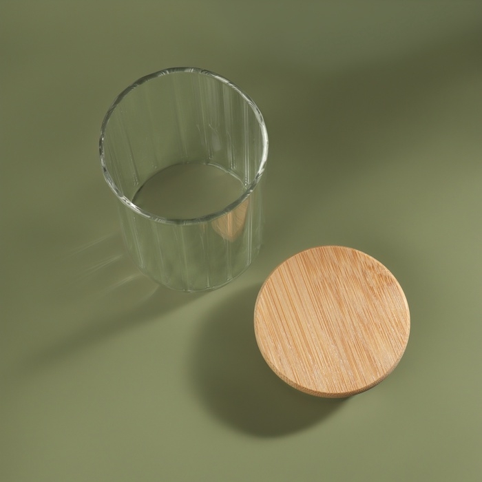 Органайзер для хранения ватных палочек «BAMBOO», с крышкой, d6,5 × 10 см, в картонной коробке, цвет прозрачный/коричневый Органайзер для хранения ватных палочек «BAMBOO», с крышкой, d6,5 × 10 см, в картонной коробке, цвет прозрачный/коричневый