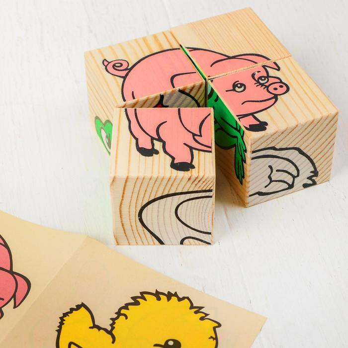 Деревянные кубики «Животные» 4 элемента, Томик Деревянные кубики «Животные» 4 элемента, Томик