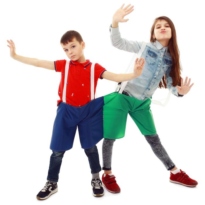 Шорты эстафетные для двоих, две штанины с лямками, цвет МИКС Шорты эстафетные для двоих, две штанины с лямками, цвет МИКС