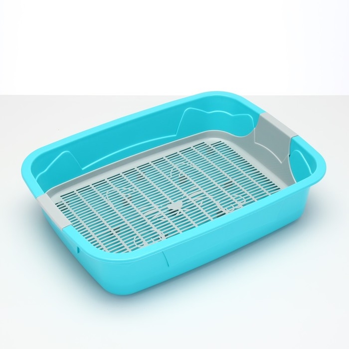 Туалет с сеткой,  45х34х15 см,  серый/бирюзовый Туалет с сеткой,  45х34х15 см,  серый/бирюзовый