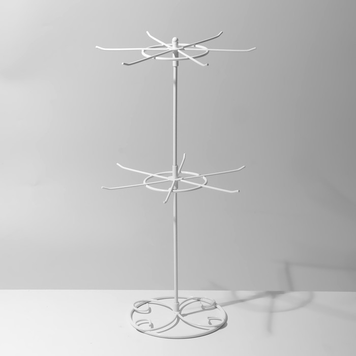 Вертушка, 2 яруса по 8 крючков, 21,5×21,5×41 см, цвет белый Вертушка, 2 яруса по 8 крючков, 21,5×21,5×41 см, цвет белый