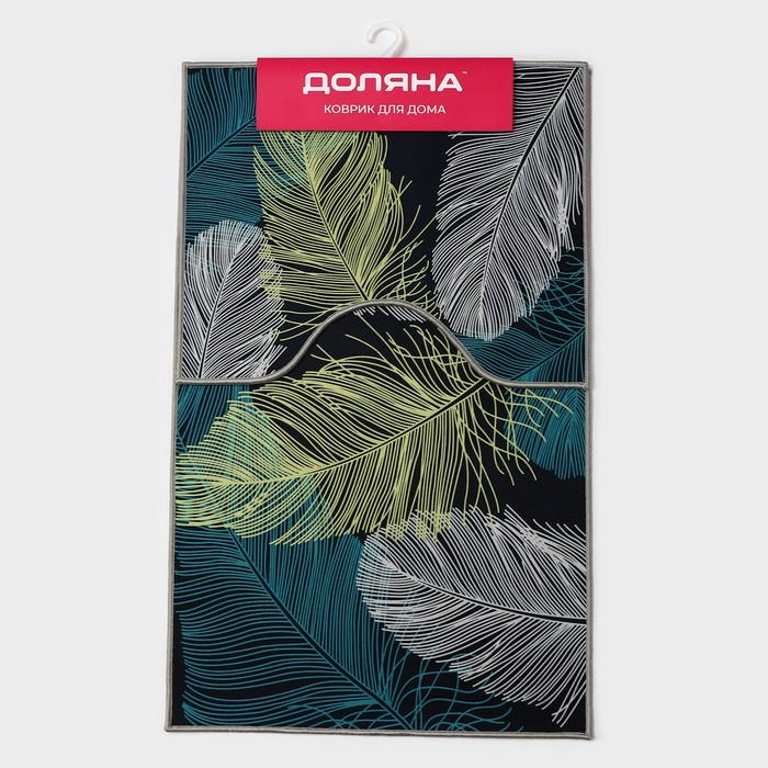 Набор ковриков для ванной и туалета Доляна «Перышки», 2 шт, 50×80 см, 50×40 см