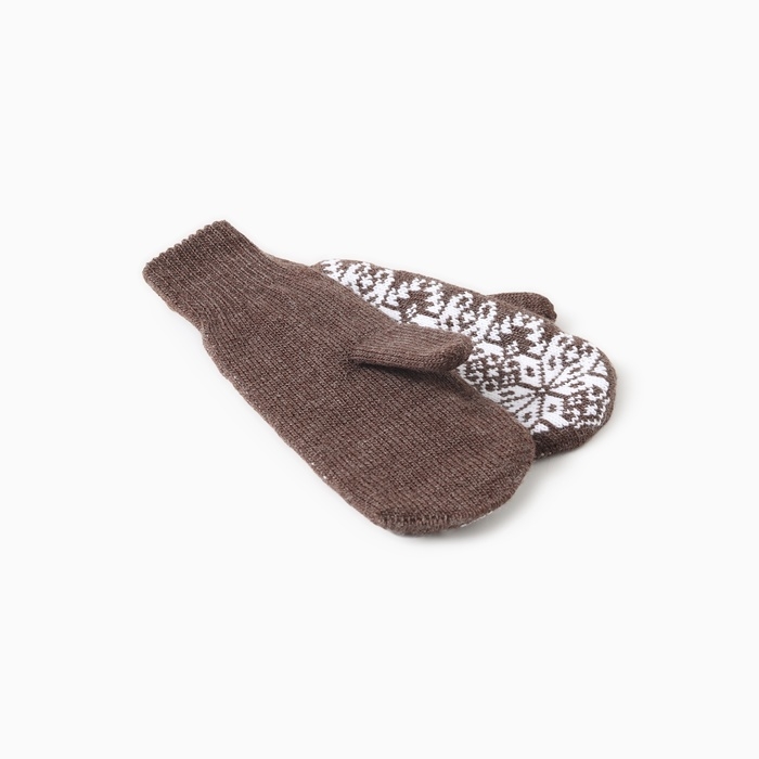 Варежки двойные женские, цвет коричневый, р-р 18 Варежки двойные женские, цвет коричневый, р-р 18