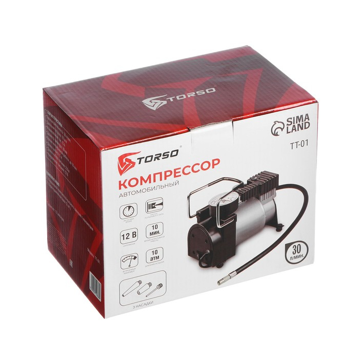 Компрессор автомобильный TORSO, серия Торнадо 30 л/мин Компрессор автомобильный TORSO, серия Торнадо 30 л/мин