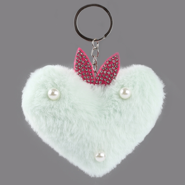 Брелок «Сердечко» с ушками, 7 см, цвет голубой Брелок «Сердечко» с ушками, 7 см, цвет голубой