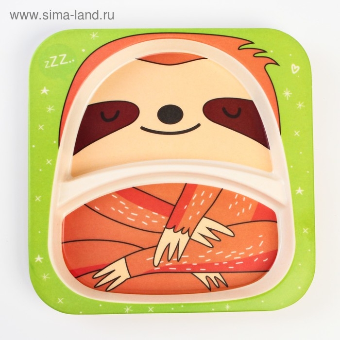 Набор бамбуковой посуды «Ленивец», 5 предметов: тарелка, миска, стакан, вилка, ложка Набор бамбуковой посуды «Ленивец», 5 предметов: тарелка, миска, стакан, вилка, ложка