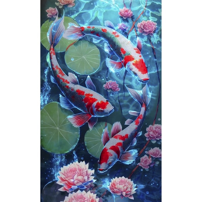 Картина по номерам панно &laquo;Красивые карпы&raquo;, 30 х 50 см