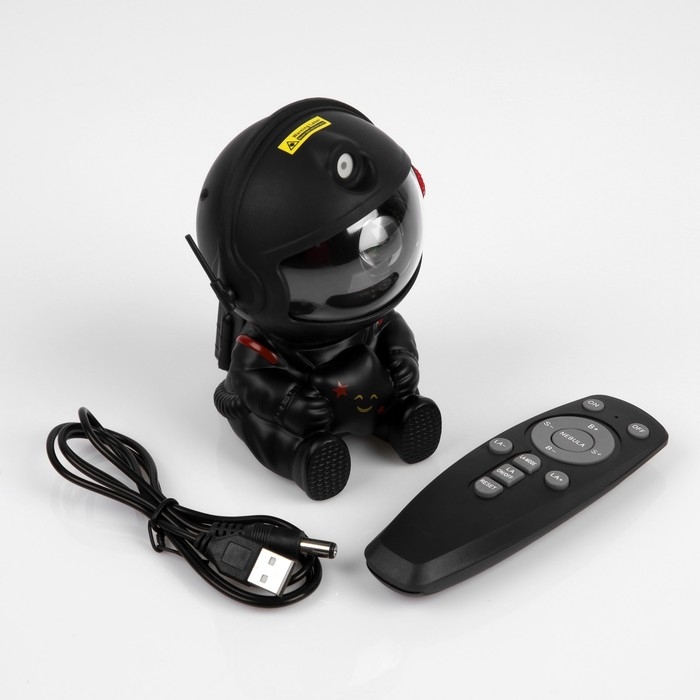 Световой прибор «Космонавт со звездой» 13 см, свечение RGB, пульт ДУ, 5 В, чёрный Световой прибор «Космонавт со звездой» 13 см, свечение RGB, пульт ДУ, 5 В, чёрный