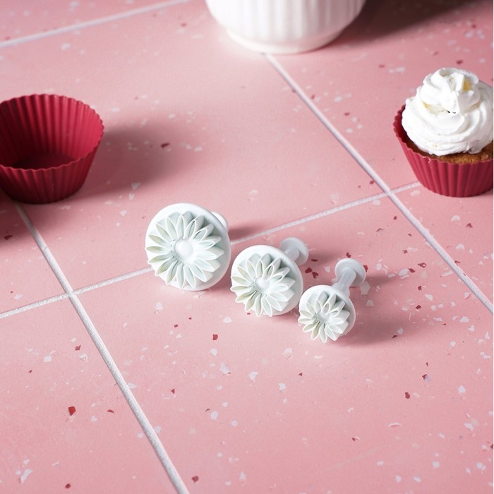 Набор плунжеров кондитерских Доляна «Герберы», 3 шт, размеры цветков: 4,3 см, 4,8 см, 5,5 см Набор плунжеров кондитерских Доляна «Герберы», 3 шт, размеры цветков: 4,3 см, 4,8 см, 5,5 см