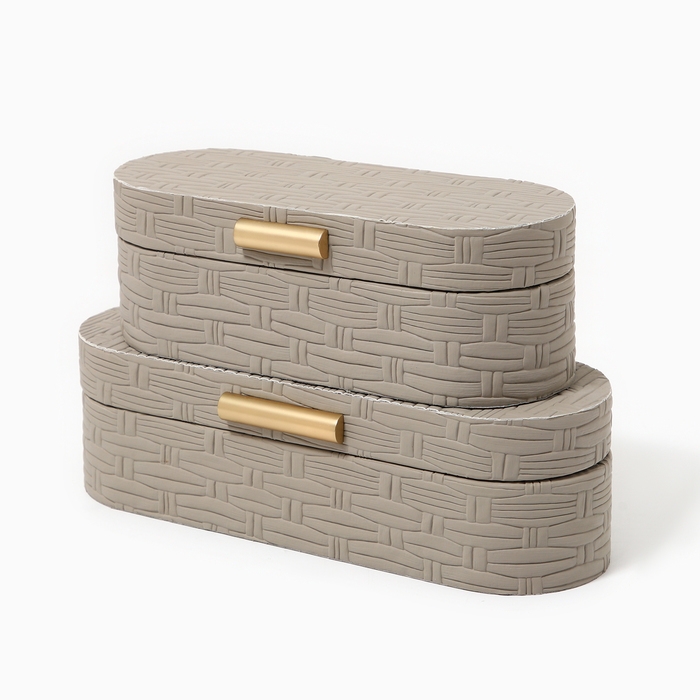 Шкатулка для украшений «Плетения» экокожа, набор 2 шт. Шкатулка для украшений «Плетения» экокожа, набор 2 шт.