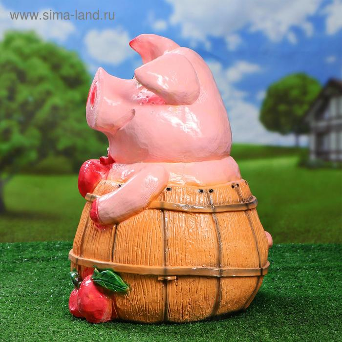 Садовая фигура  Садовая фигура "Поросенок банщик" розовый 32х42см