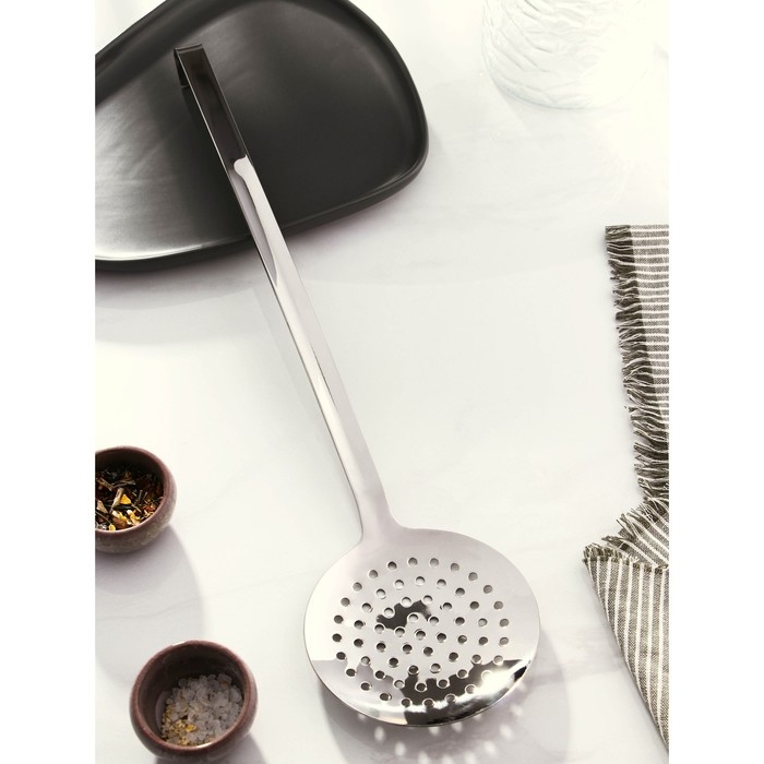 Шумовка из нержавеющей стали Доляна Everyday, 49×12, толщина 3 мм, цвет серебряный Шумовка из нержавеющей стали Доляна Everyday, 49×12, толщина 3 мм, цвет серебряный