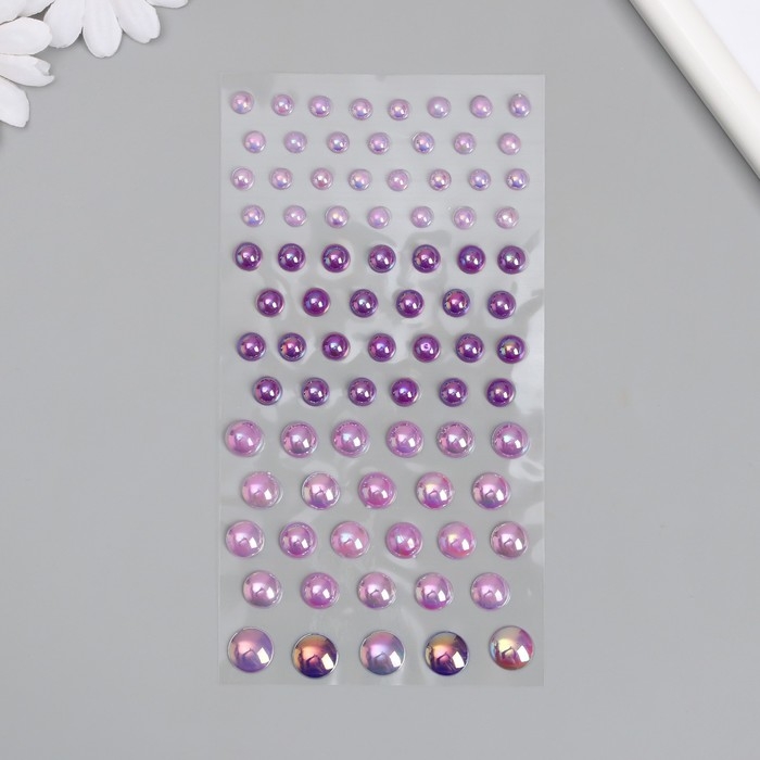 Наклейка пластик стразы Наклейка пластик стразы "Полужемчужины разных размеров" перламутр МИКС 10х27 см