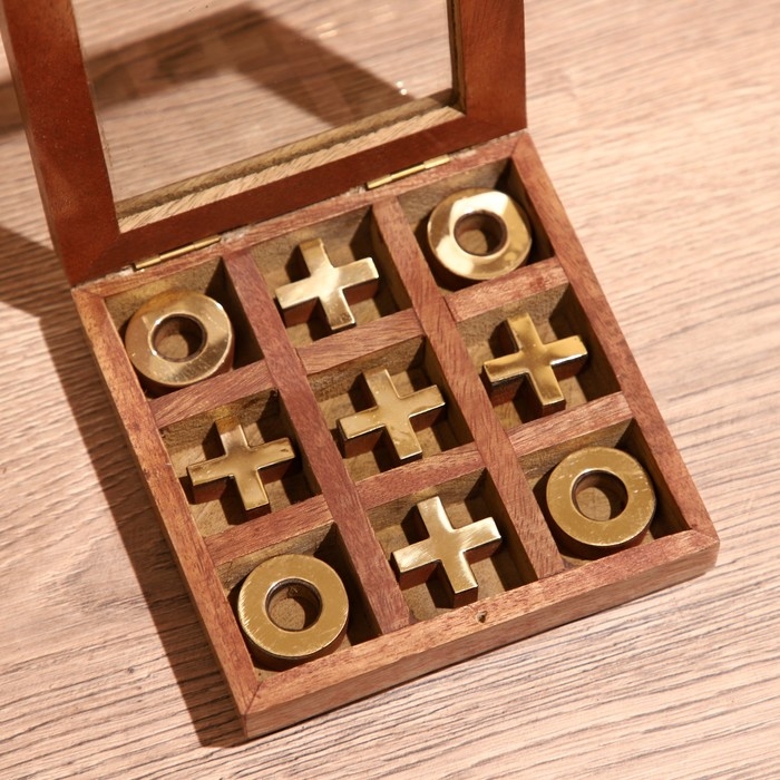 Игра настольная  Игра настольная "Крестики-нолики" 13х13 см, манговое дерево, латунь
