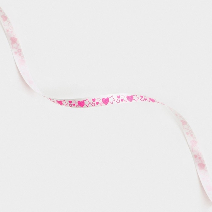 Лента упаковочная пластиковая «Сердечки и звездочки», белая, 0.5 см х 200м Лента упаковочная пластиковая «Сердечки и звездочки», белая, 0.5 см х 200м