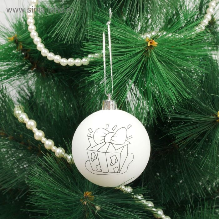 Новогоднее ёлочное украшение под роспись «Подарок» размер шара 6 см Новогоднее ёлочное украшение под роспись «Подарок» размер шара 6 см