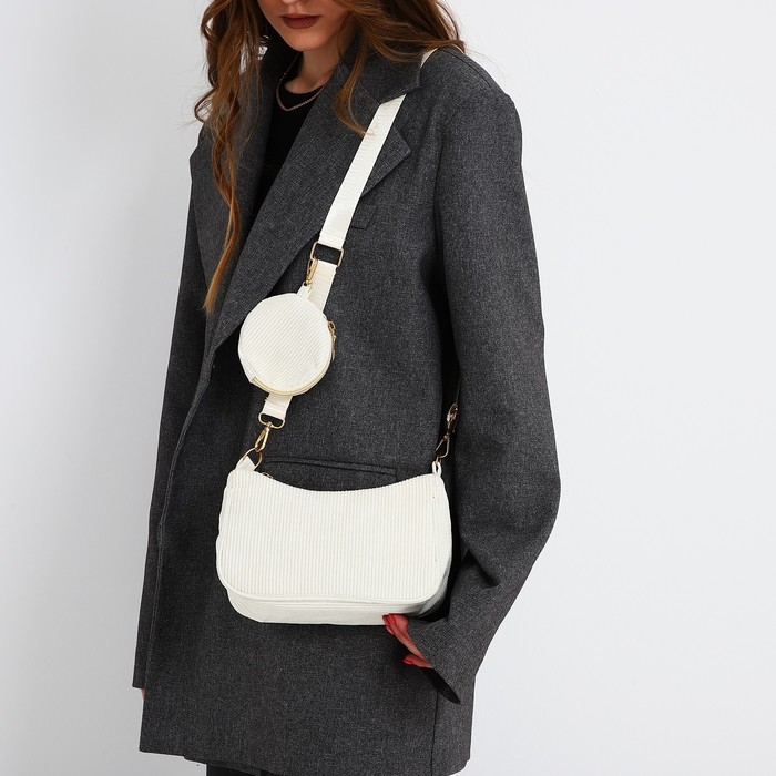 Сумка женская багет на молнии, цвет молочный Сумка женская багет на молнии, цвет молочный