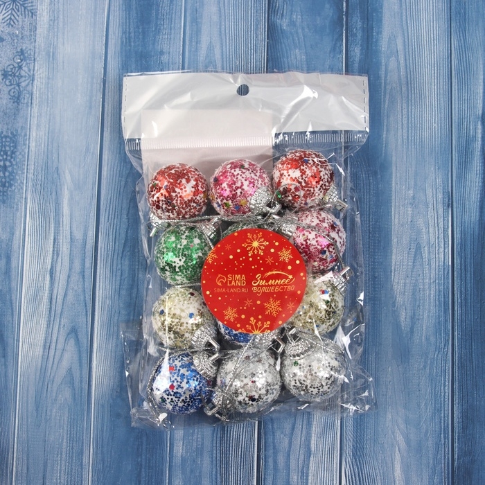 Набор шаров пластик d-3 см, 12 шт Набор шаров пластик d-3 см, 12 шт "Цветная посыпка"