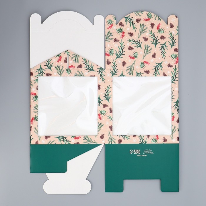 Коробка кондитерская с окном, сундук, «С Новым годом!» 20 х 20 х 20 см, Новый год Коробка кондитерская с окном, сундук, «С Новым годом!» 20 х 20 х 20 см, Новый год