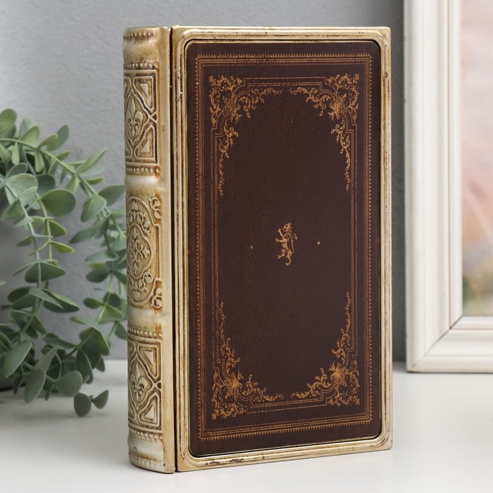 Шкатулка-книга металл, кожзам  Шкатулка-книга металл, кожзам "Геральдический лев" 20х12х4 см