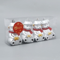 Ёлочная игрушка "Мишка в шарфике" (набор 4 шт) 5,5х8 см, серебро