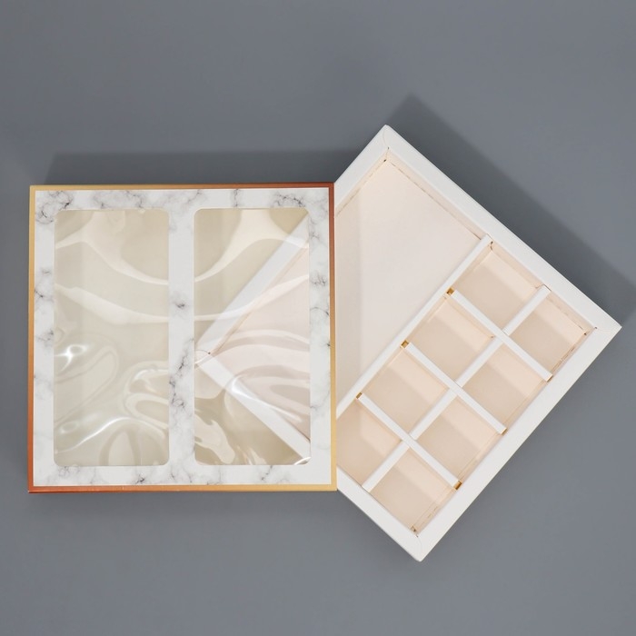 Коробка под 8 конфет и шоколад с ячейками, кондитерская упаковка, «Мрамор» 18 х 18 х 4 см Коробка под 8 конфет и шоколад с ячейками, кондитерская упаковка, «Мрамор» 18 х 18 х 4 см