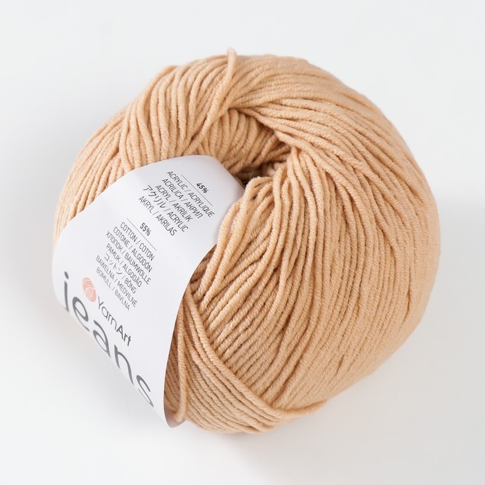 Пряжа  Пряжа "Jeans" 55% хлопок, 45% акрил 160м/50гр (07 карамель)