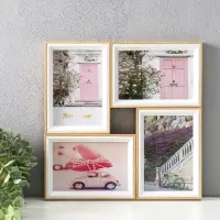 Фоторамка пластик на 4 фото 10х15 см "Двухцветная" бук и белый 30х30х2 см Фоторамка пластик на 4 фото 10х15 см "Двухцветная" бук и белый 30х30х2 см