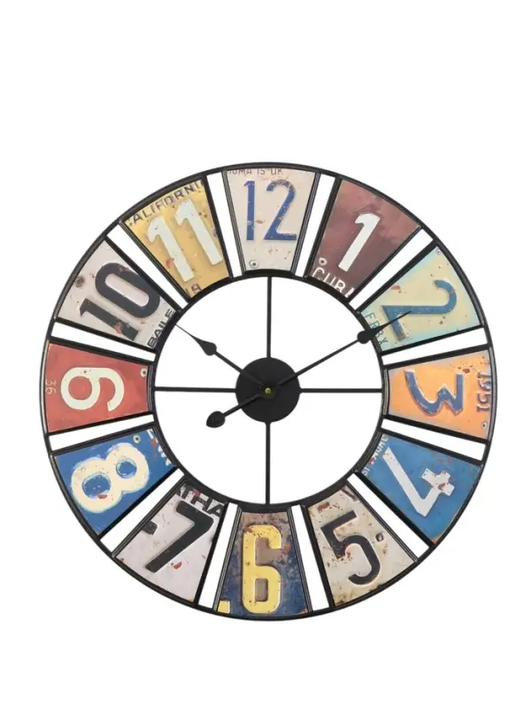 Часы настенные интерьерные &laquo;Номера&raquo;, серия: Лофт, дерево, металл, бесшумные, плавный ход, d=50 см, от батарейки 1&times;АА