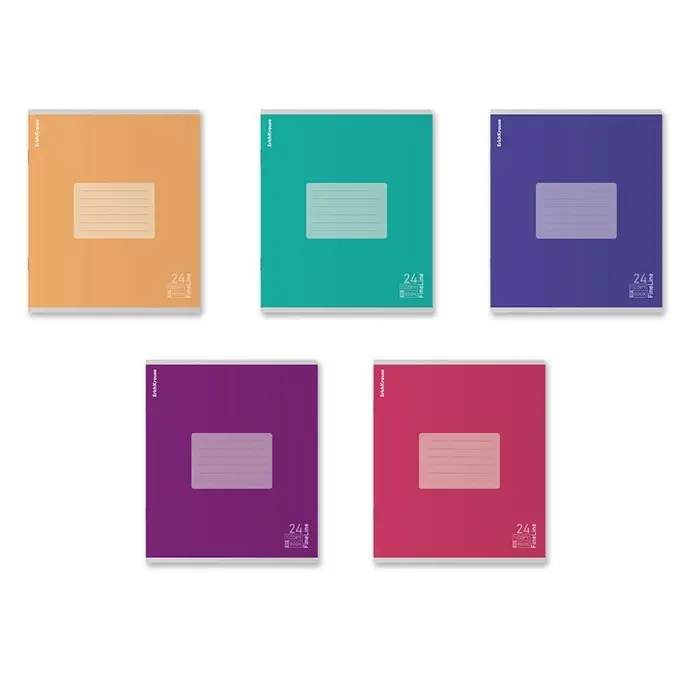 Тетрадь 24 листа в линейку, ErichKrause FineLine, обложка мелованный картон, МИКС