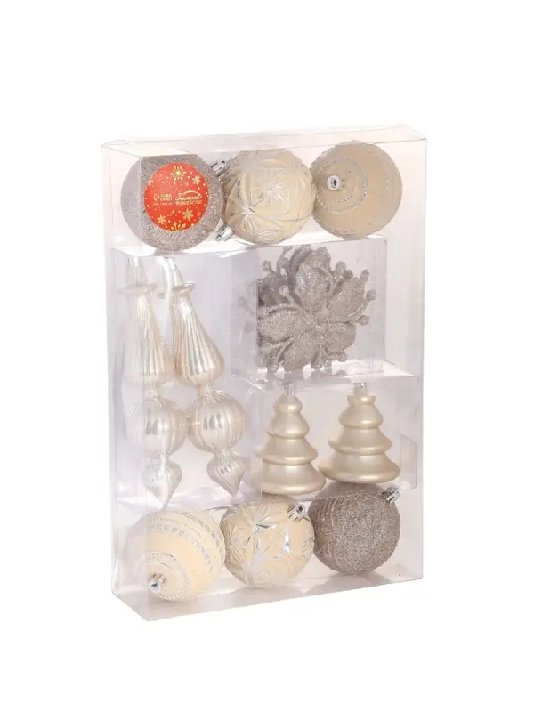 Ёлочные игрушки &laquo;Изыски праздника&raquo;, новогодние, набор 13 шт., белый/золотистый
