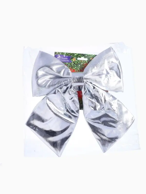 Ёлочная игрушка &laquo;Зимнее волшебство. Бант лоск&raquo; пластик, 24&times;26 см, серебро