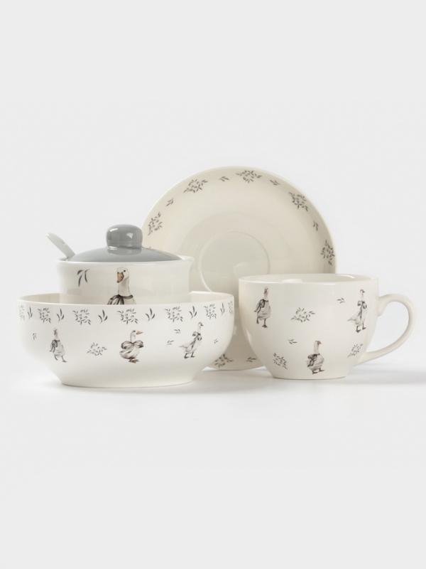 Кружка Доляна "Гуси" цвет белый  330 мл