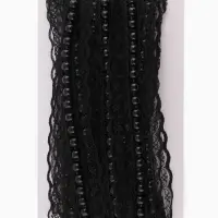 Рюш кружевной, с бусинами, 40 мм, 4.5&plusmn;0.5 м, чёрный
