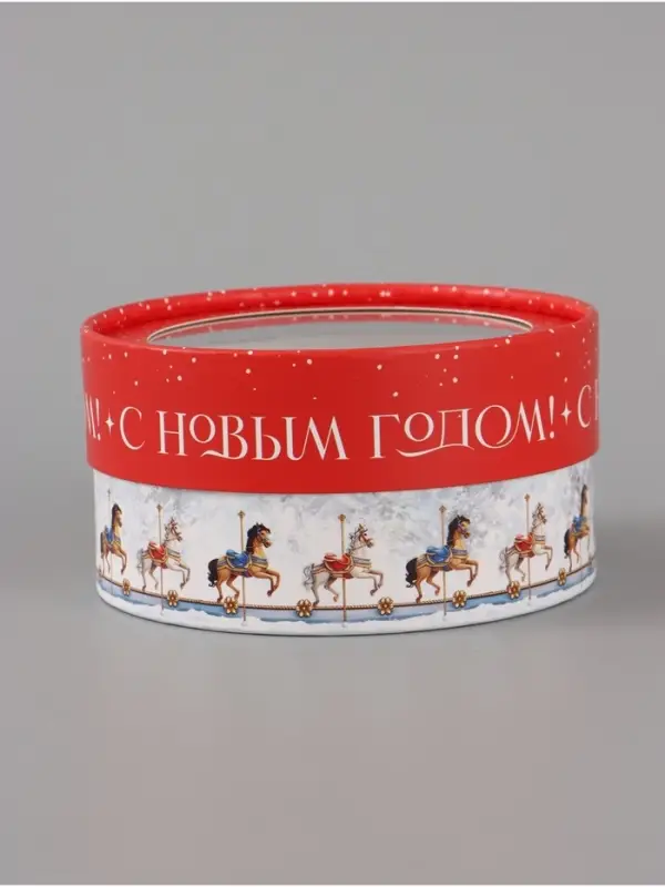 Коробка подарочная для макарун, тубус с окном &laquo;Карусель&raquo;, 12&times;12&times;5 см