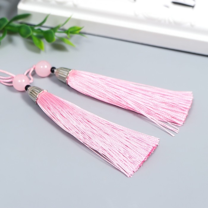 Декор для творчества текстиль Декор для творчества текстиль "Кисть с бусинкой" нежно-розовый набор 2 шт 10х1 см