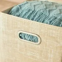 Короб стеллажный тм VETTA ЛЁН, полиэстер, 25х25х25см, бежевый