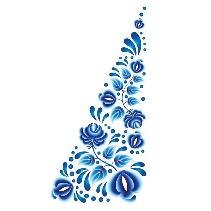 Термотрансфер «Гжель цветы», уголок слева, 15 х 30 см, набор 10 шт. Термотрансфер «Гжель цветы», уголок слева, 15 х 30 см, набор 10 шт.