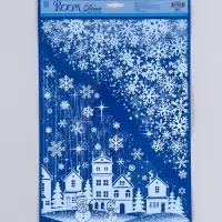 Статическая наклейка для окон и зеркал Room Decor "Снежный городок" 26,5х40 см