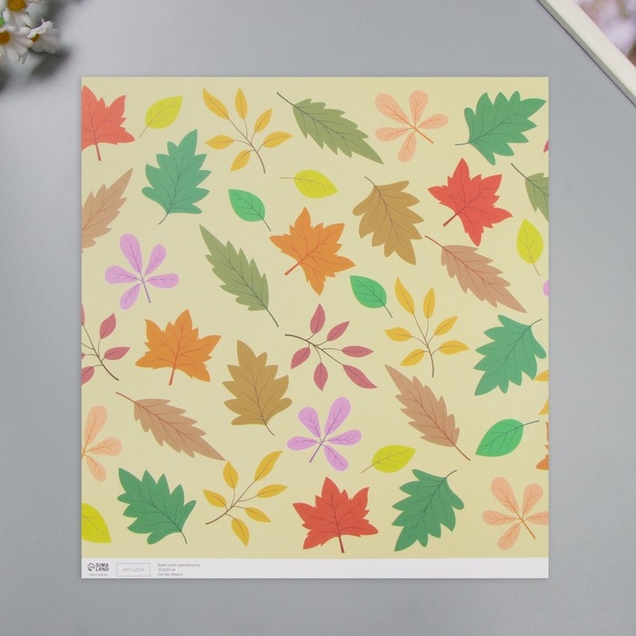 Бумага для скрапбукинга "Осенние листья" плотность 180 гр набор 5 шт 30,5х32 см
