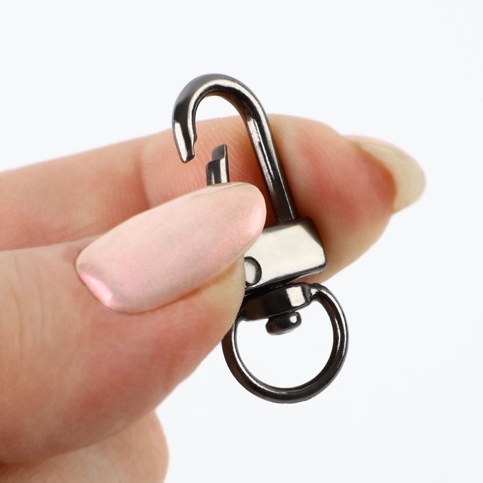 Карабин металлический, 33 × 12.5 мм / 10 × 1.25 мм, 5 шт, цвет чёрный никель Карабин металлический, 33 × 12.5 мм / 10 × 1.25 мм, 5 шт, цвет чёрный никель