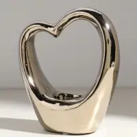 Подсвечник на 1 свечу &laquo;Сердце&raquo;, d=4 см, серебро, 14.5&times;6&times;17 см